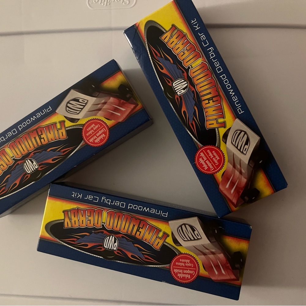 Pine wood derby car kit, never opened- set of 3